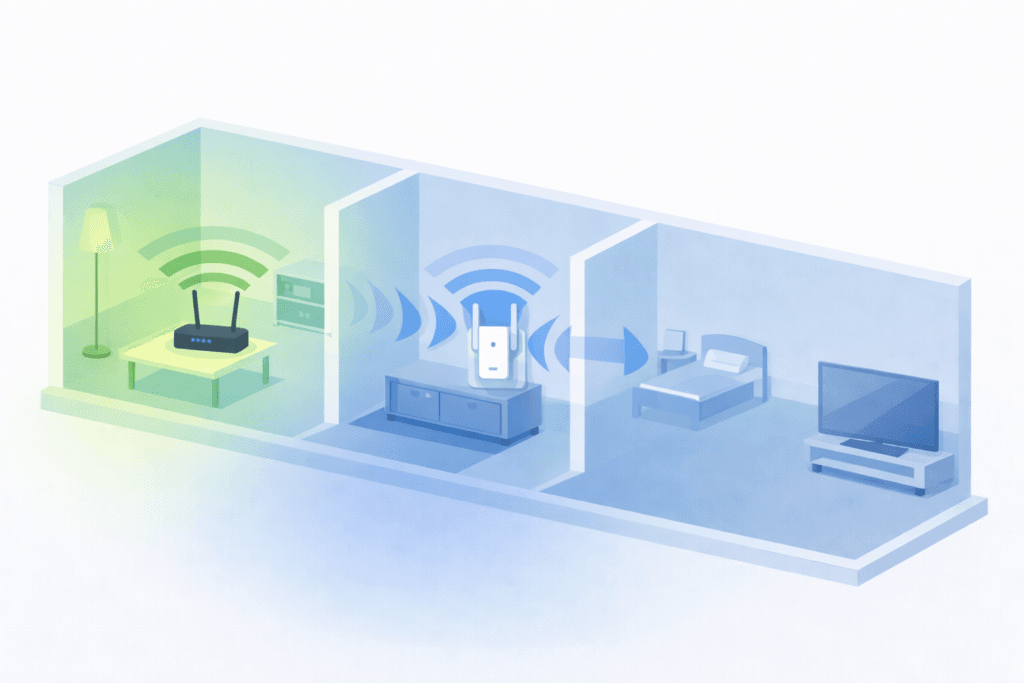 how far does a wifi extender reach in a home